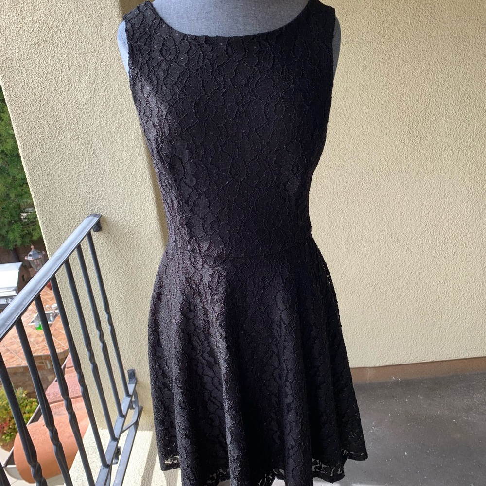 Sparkly Black Dress with Lace overlay (Worn once)